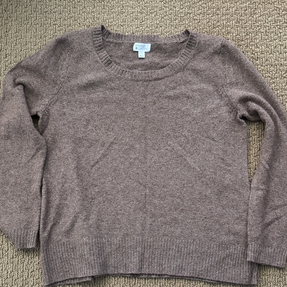 Market & Spruce Taupe Crew Neck Sweater